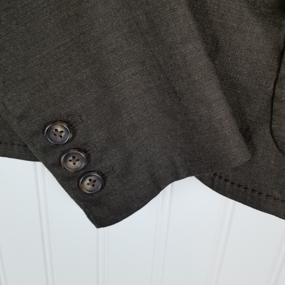 Banana Republic Womens Two Button Linen Blend Blazer Size 4 Brown Flap Pocket - Picture 11 of 12